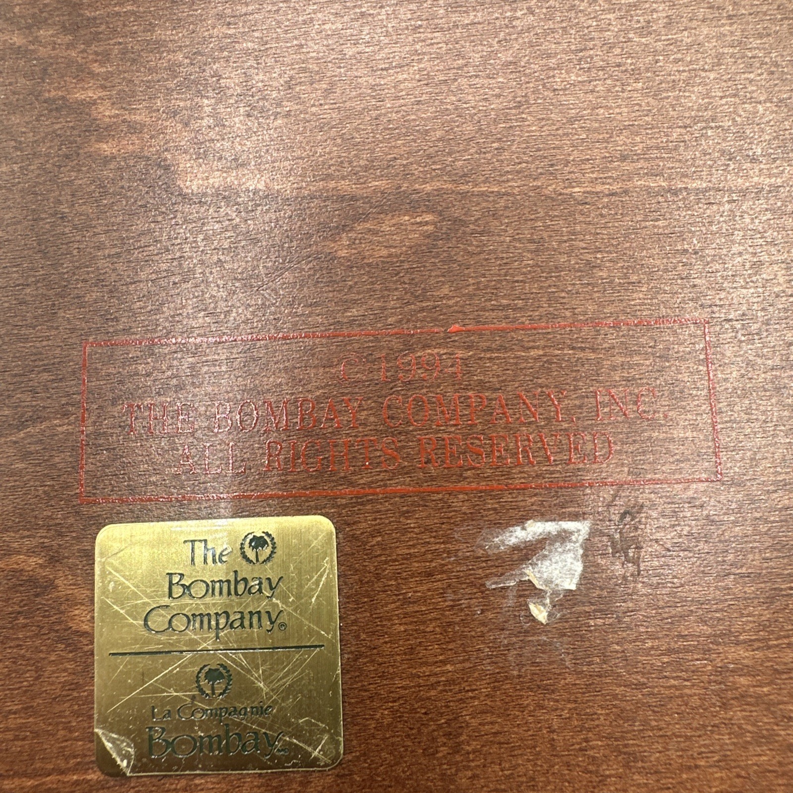 Vintage 1994 The Bombay Company Wooden Book Box Keepsake Jewelry Case Brass