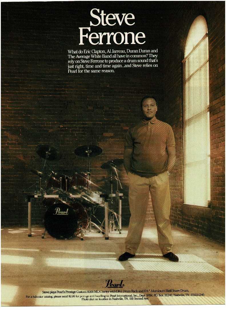 1988 PEARL Drums Steve Ferrone Vintage Print Ad