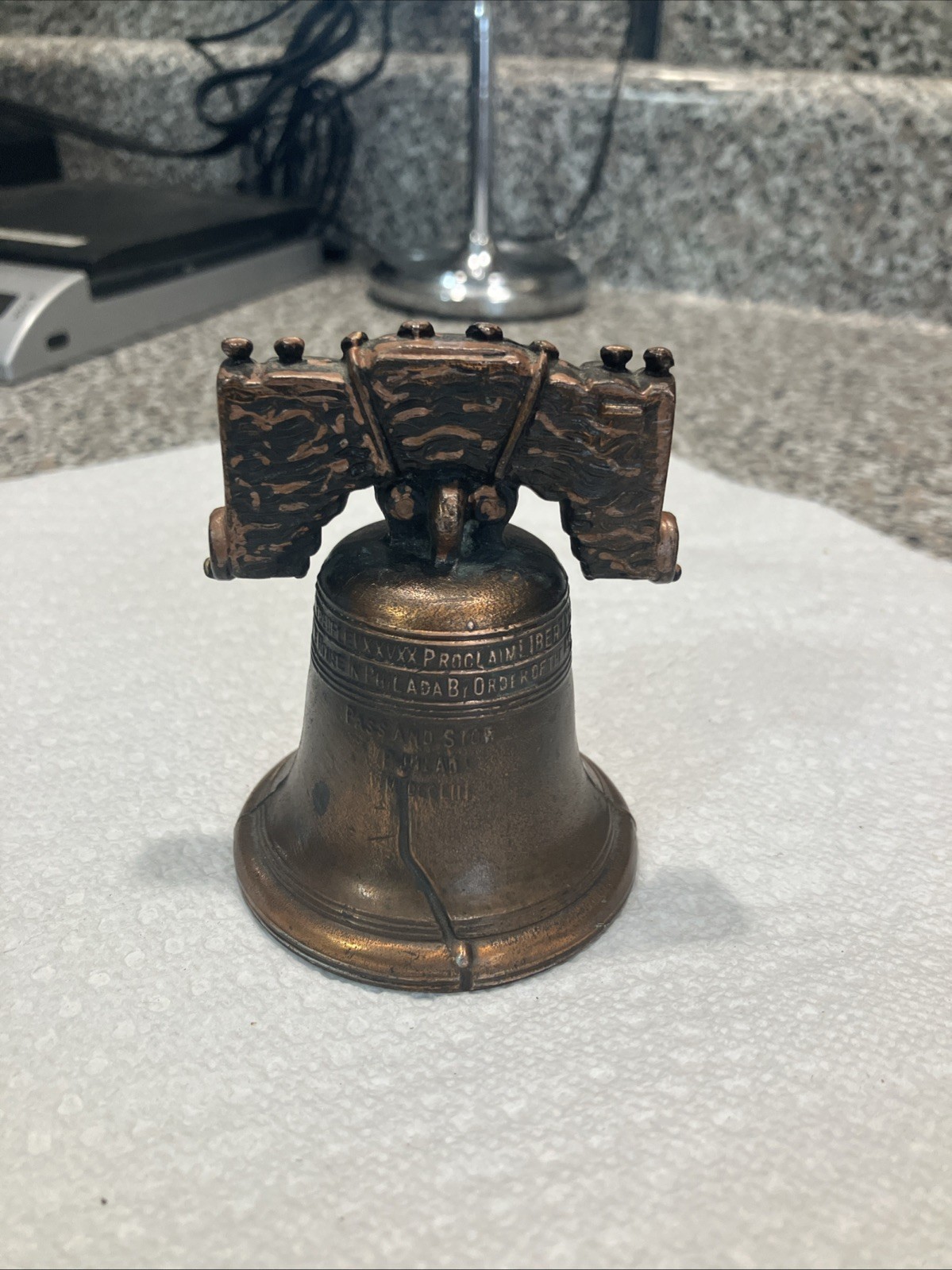Vintage 1980-2000 U.S Liberty Bell Brass Hand Bell Tabletop Art Decor History