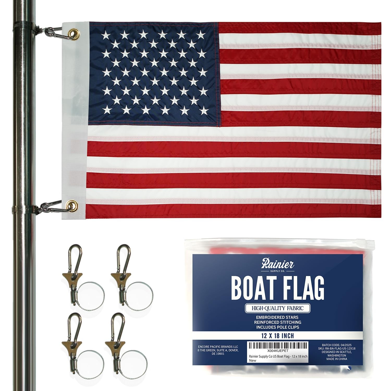 RainierSupplyCo American Flag for Boat – 12×18 USA 12 x 18 Inches, US