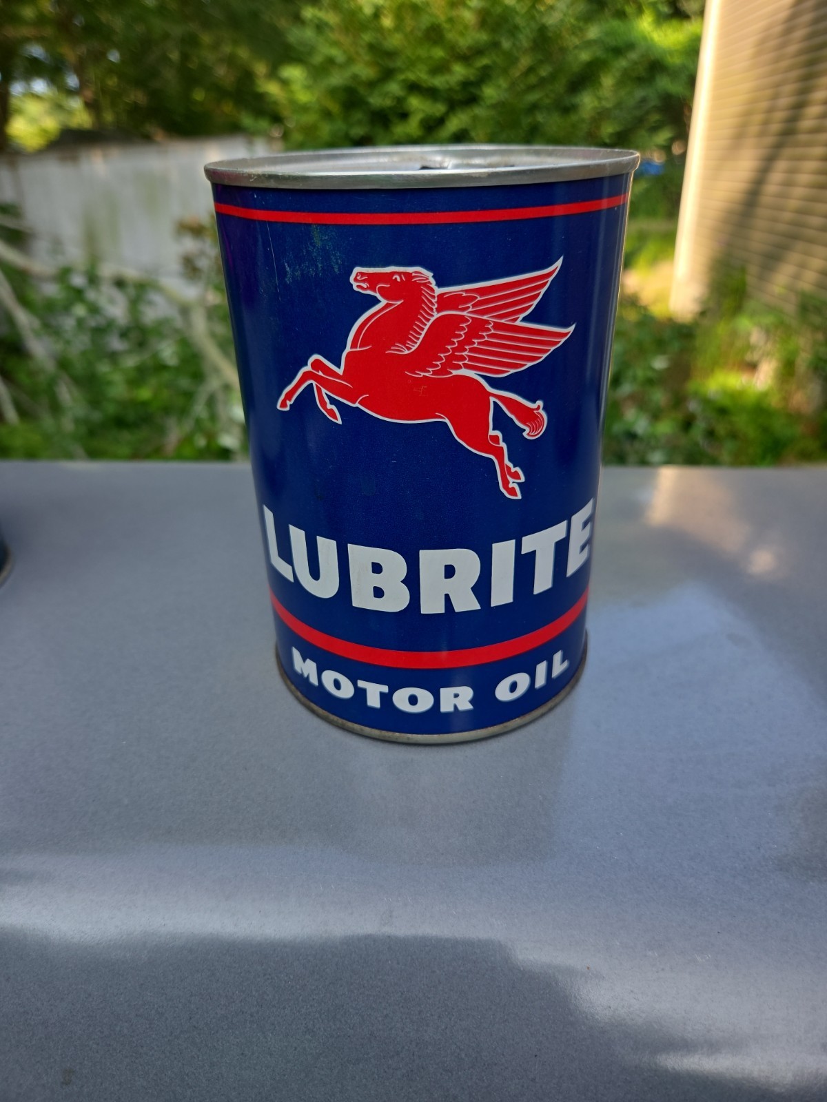 Vintage 1 QUART MOBIL LUBRITE Metal MOTOR OIL CAN SAE 30 Empty