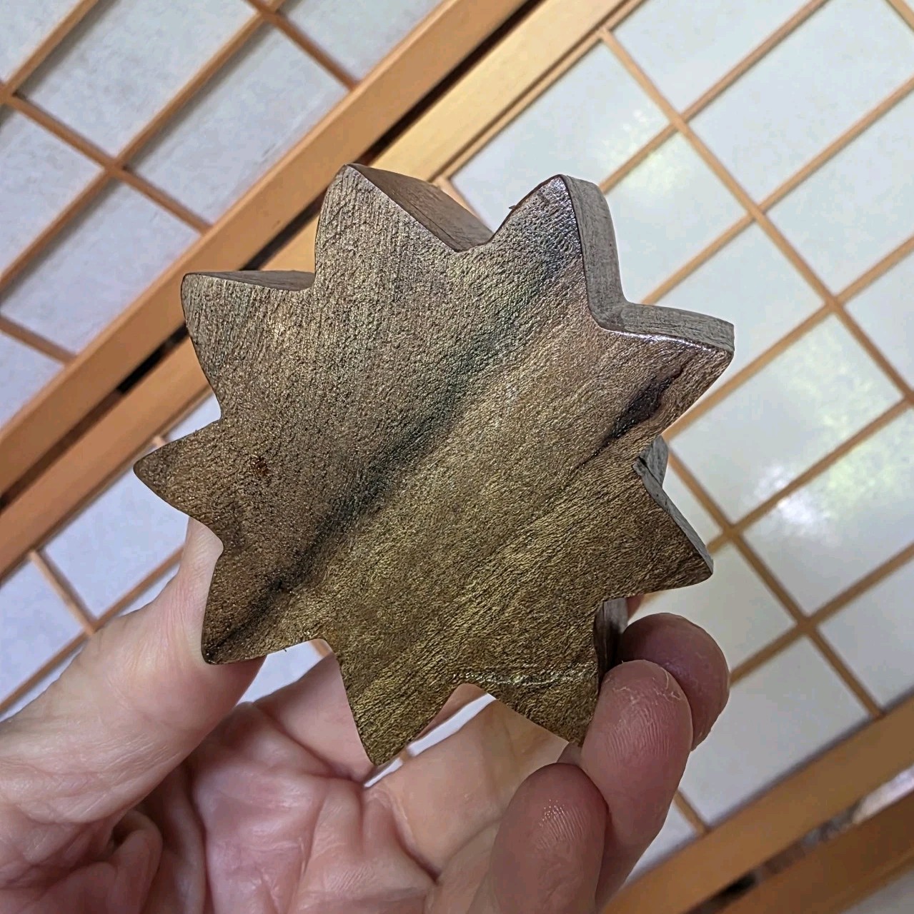 Sun Face Puzzle Box Ring/Stash/Presentation Wood Unique Carved 3×2″ Felt Lined