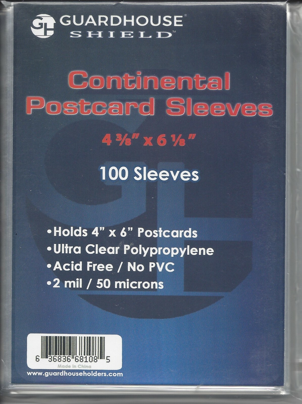 100 New Guardhouse 2-mil Continental Postcard Poly Sleeves 4-3/8″ x 6-1/8″