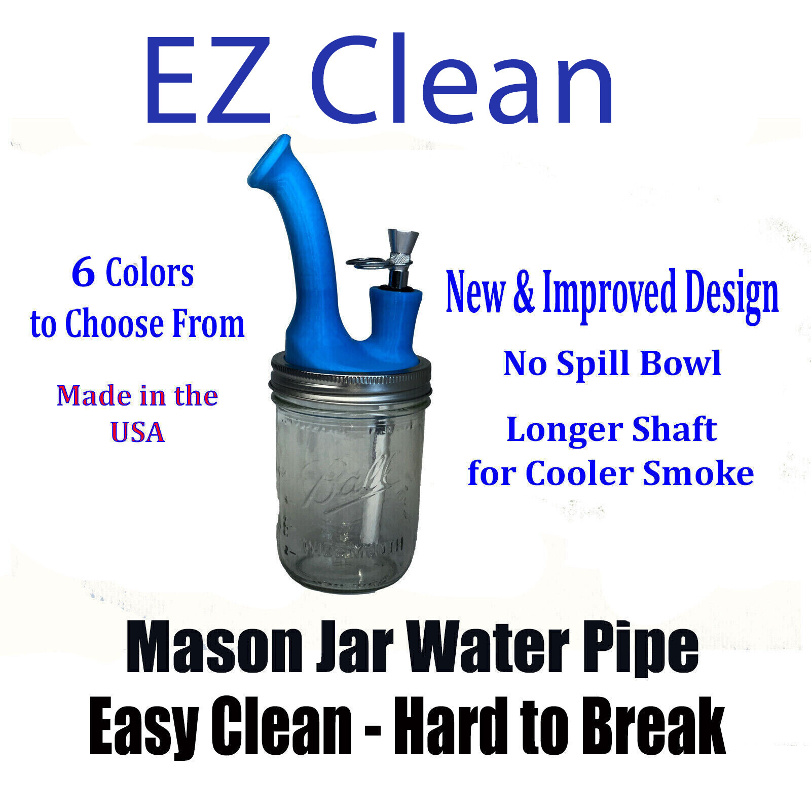 EZ Clean Mason Jar – Glass Hookah – Easy Clean Glass Pipe Brass