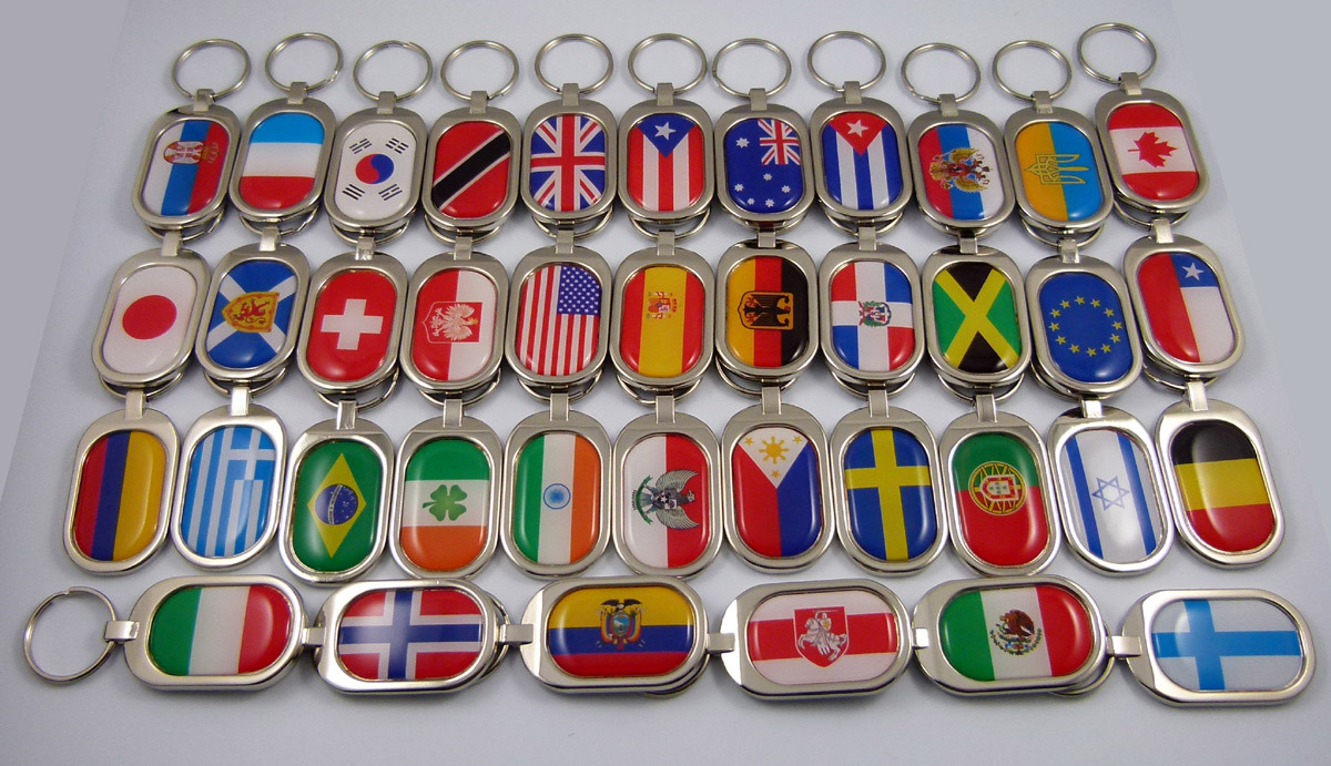 Sweden Flag Key Chain metal chrome plated keychain key fob keyfob Swedish