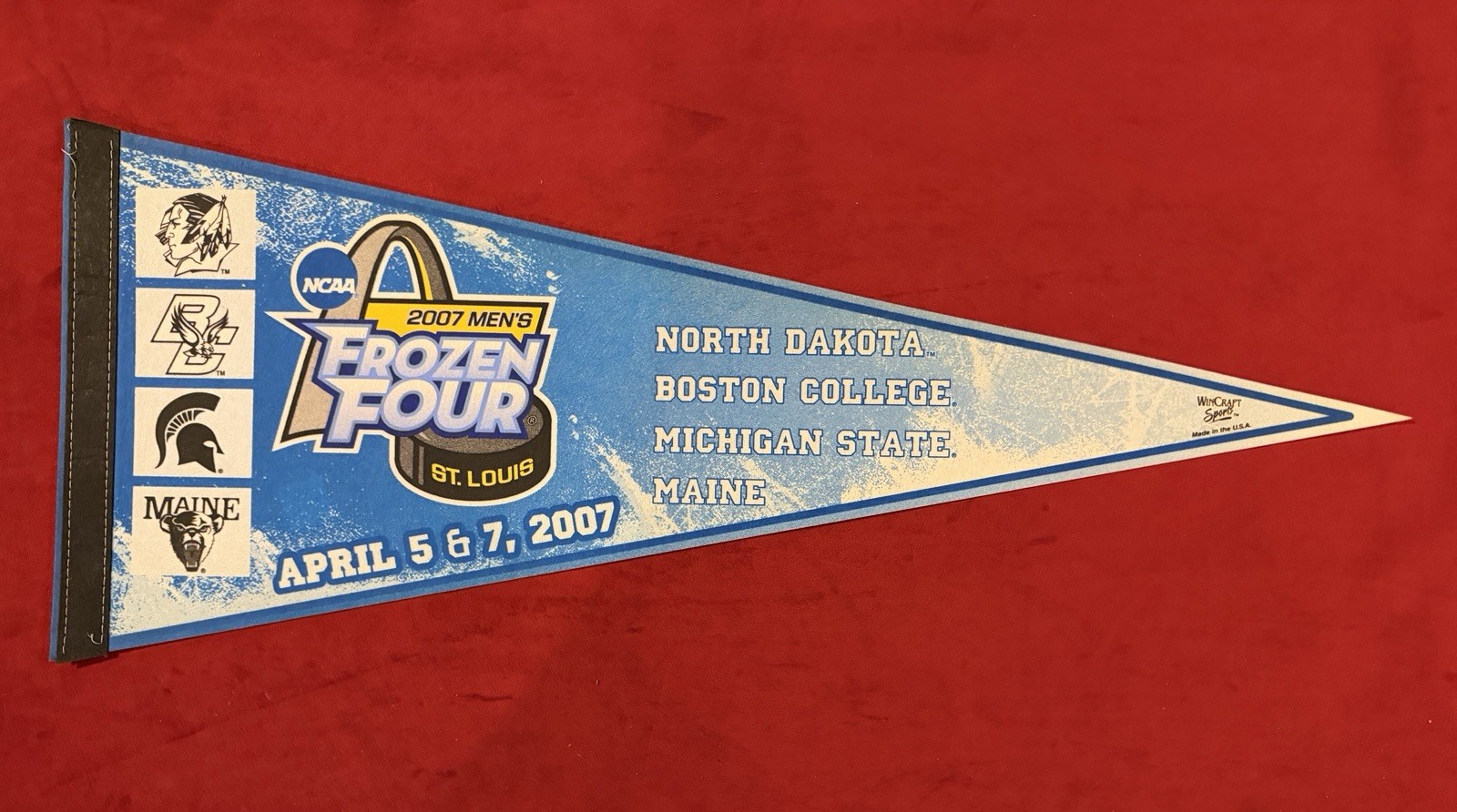 2007 Frozen Four 29 In Pennant North Dakota Boston College Michigan State Maine