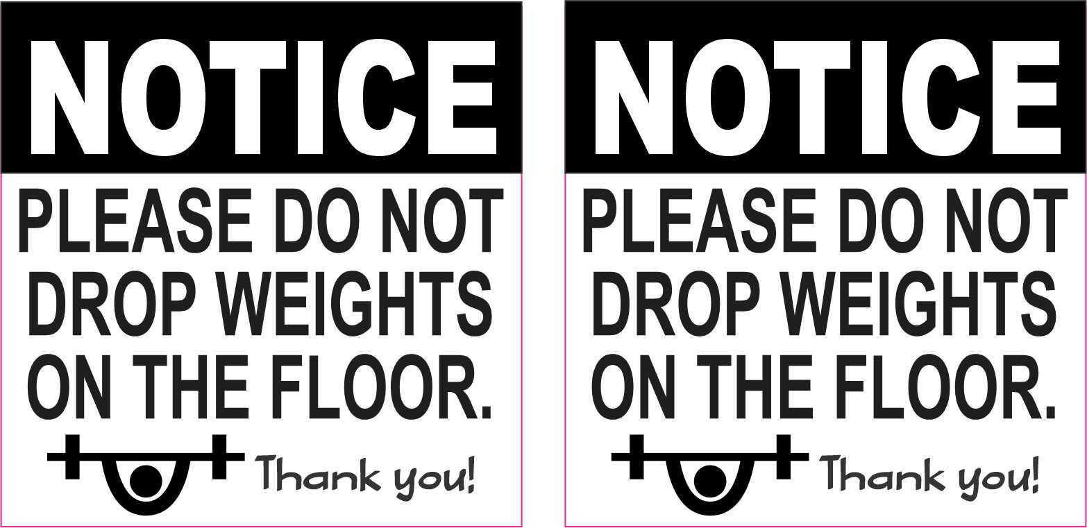 2.5in x 2.5in Do Not Drop Weights on Floor Vinyl Stickers Gym Label Sign Decals