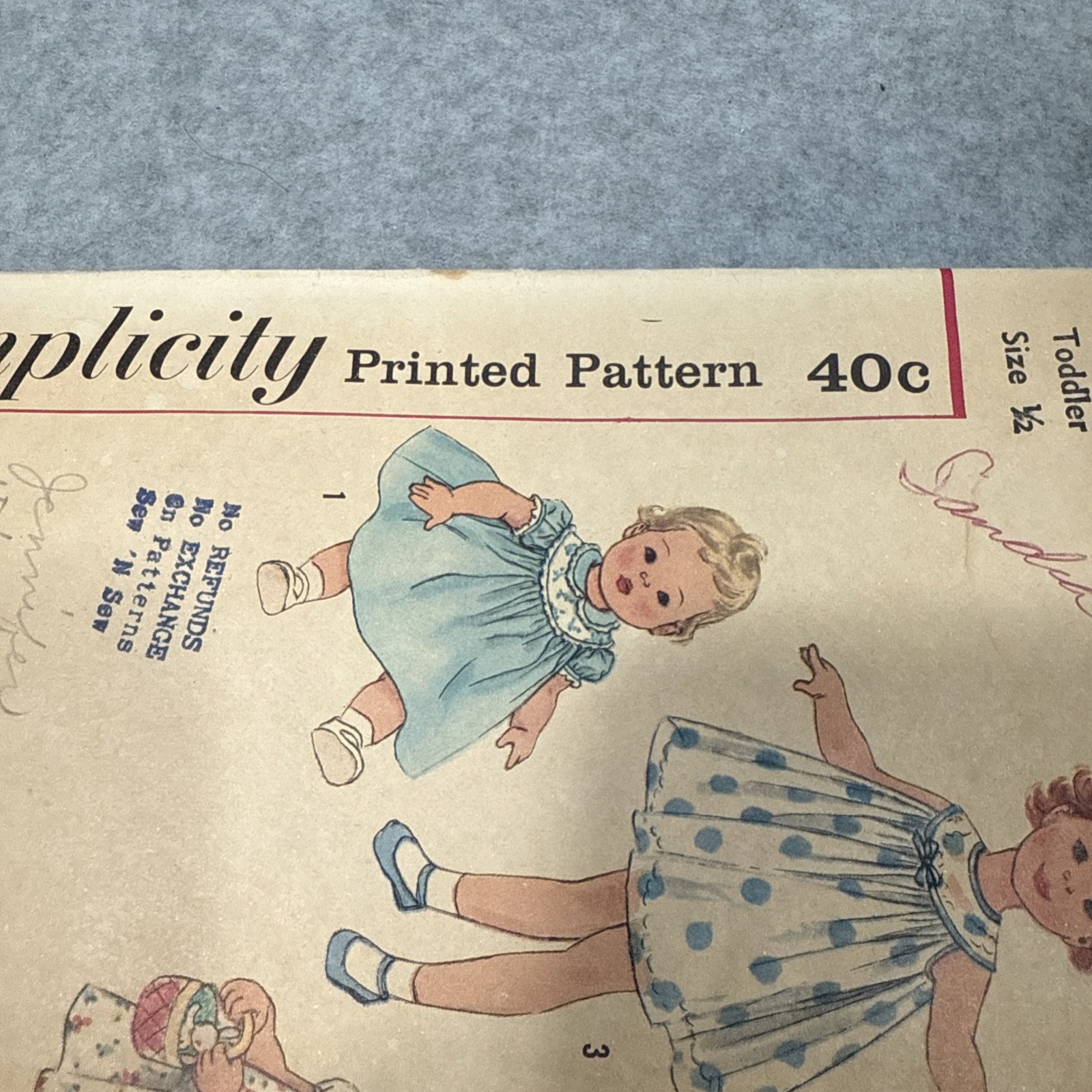 VTG Sewing Pattern Simplicity 2947 Baby Dress 50’s 6 – 12 Month Yoke Empire W