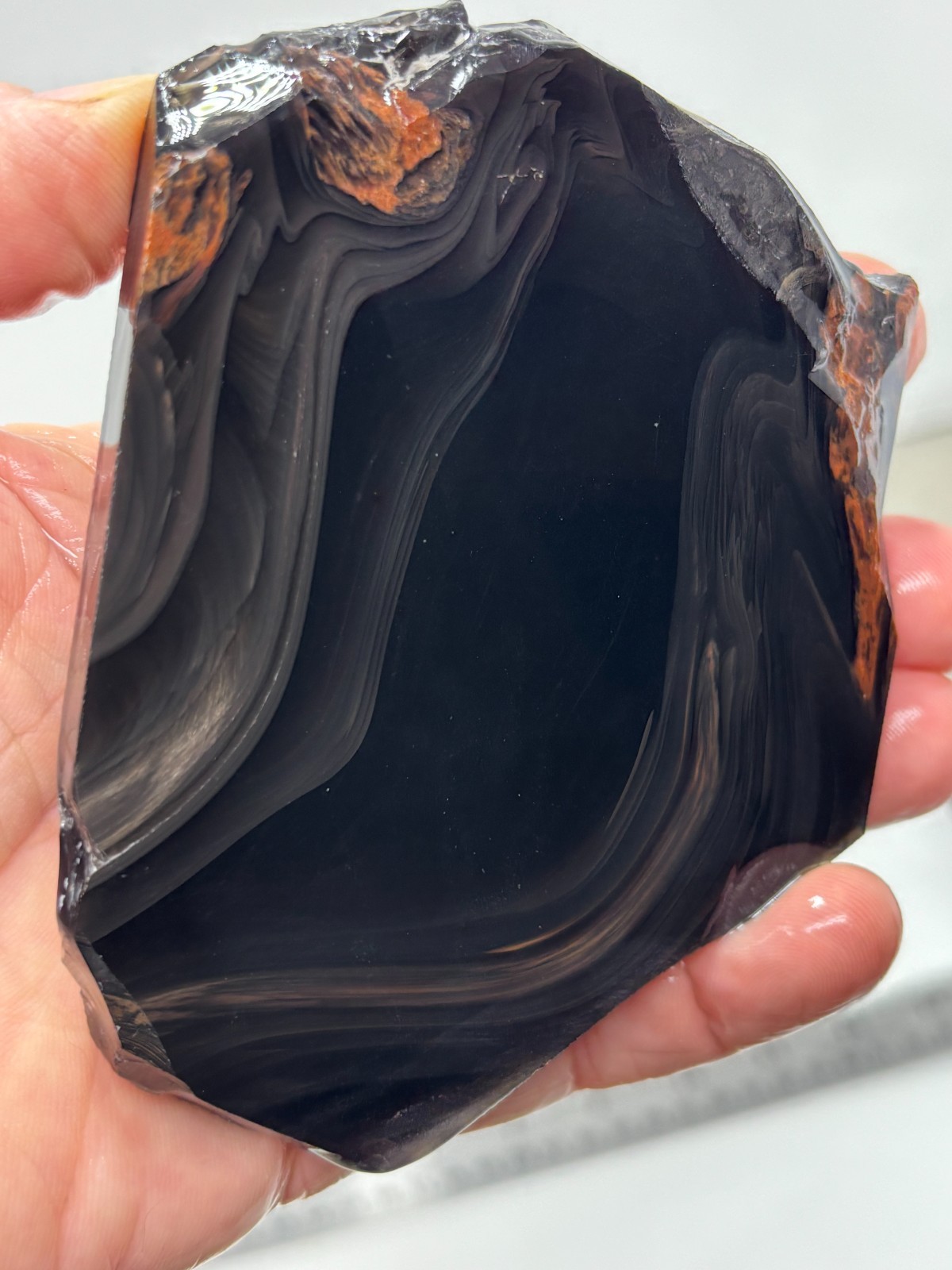 Tri-flow Sheen/Lace Obsidian Slab Lapidary Cabbing Knapping Combo ship avail