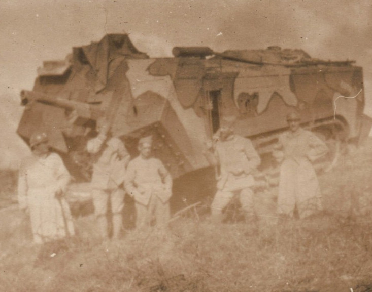 French Schneider Tank Crew Soldiers WWI RPPC Real Photo Postcard