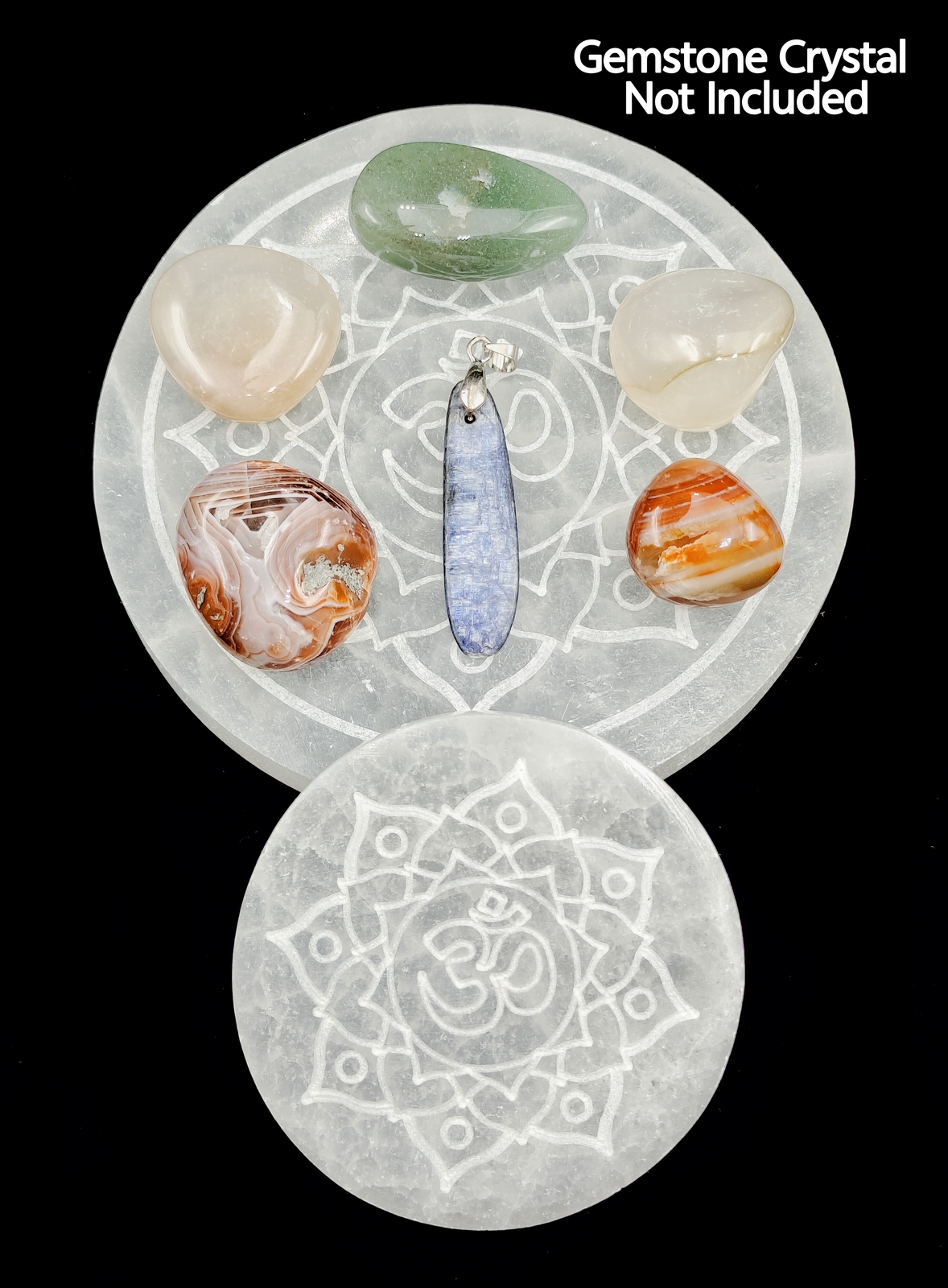 Selenite Crystal Cleanse Round Circle Charging Plate Lotus 2.4″ & 3.9″ Inches