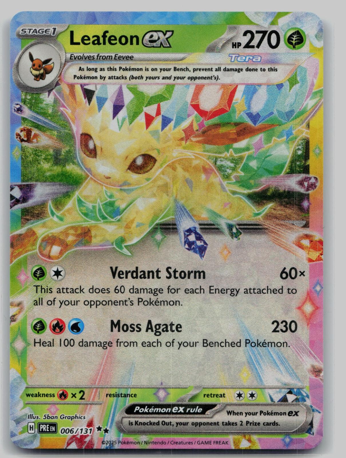 Leafeon ex 006/131 Holo Double Rare Prismatic Evolutions Pokemon Near Mint