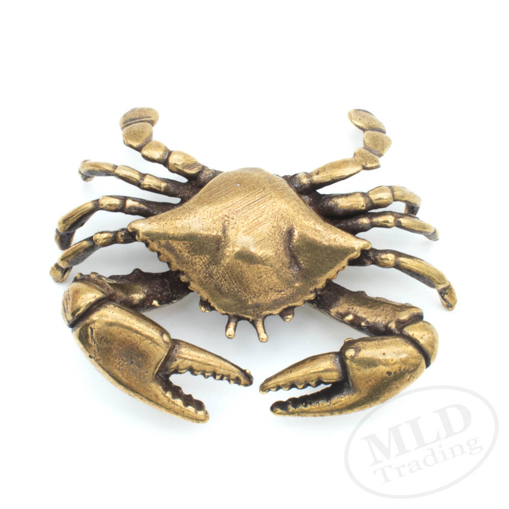 Mini Solid Brass Crab Figurine 1.85″ – Nautical Decor, Coastal Beach Accent