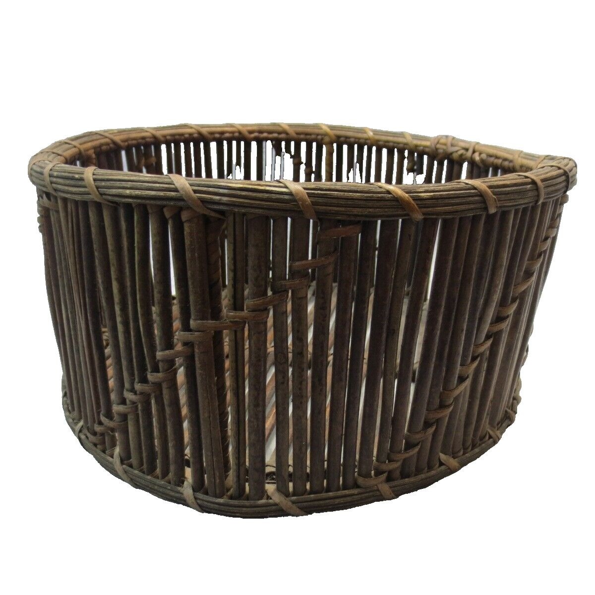 Vintage Dark Wood Willow Branch Dowel Round 11 in Diameter 5.5 in Hight Basket