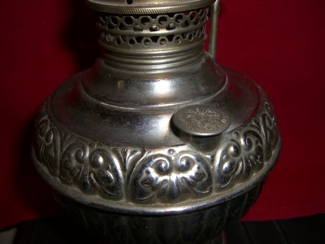1880’s E. Miller & Co Tiny Miller Fancy Embossed Nickel Kerosene Oil Lamp