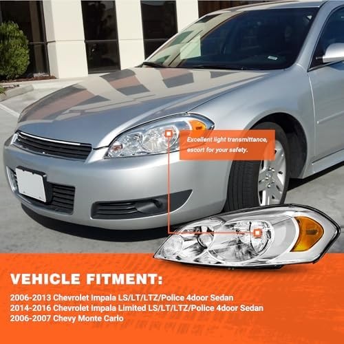 Headlights Assembly for 2006-2013 Chevy Impala | 2014-2016 Chevy Impala Limited
