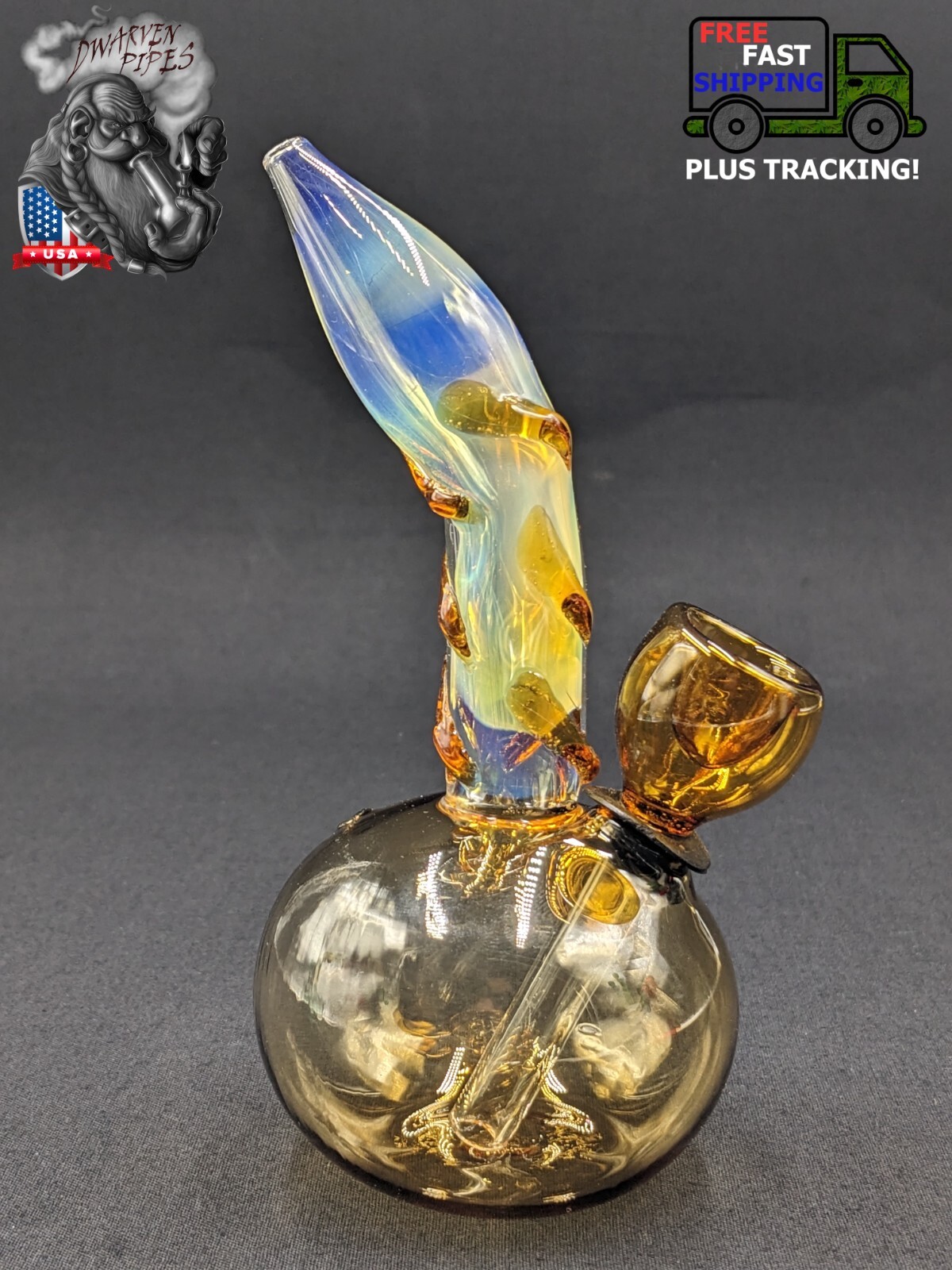 5″ Inch Glass Hookah Water Pipe Bong Round Light Amber