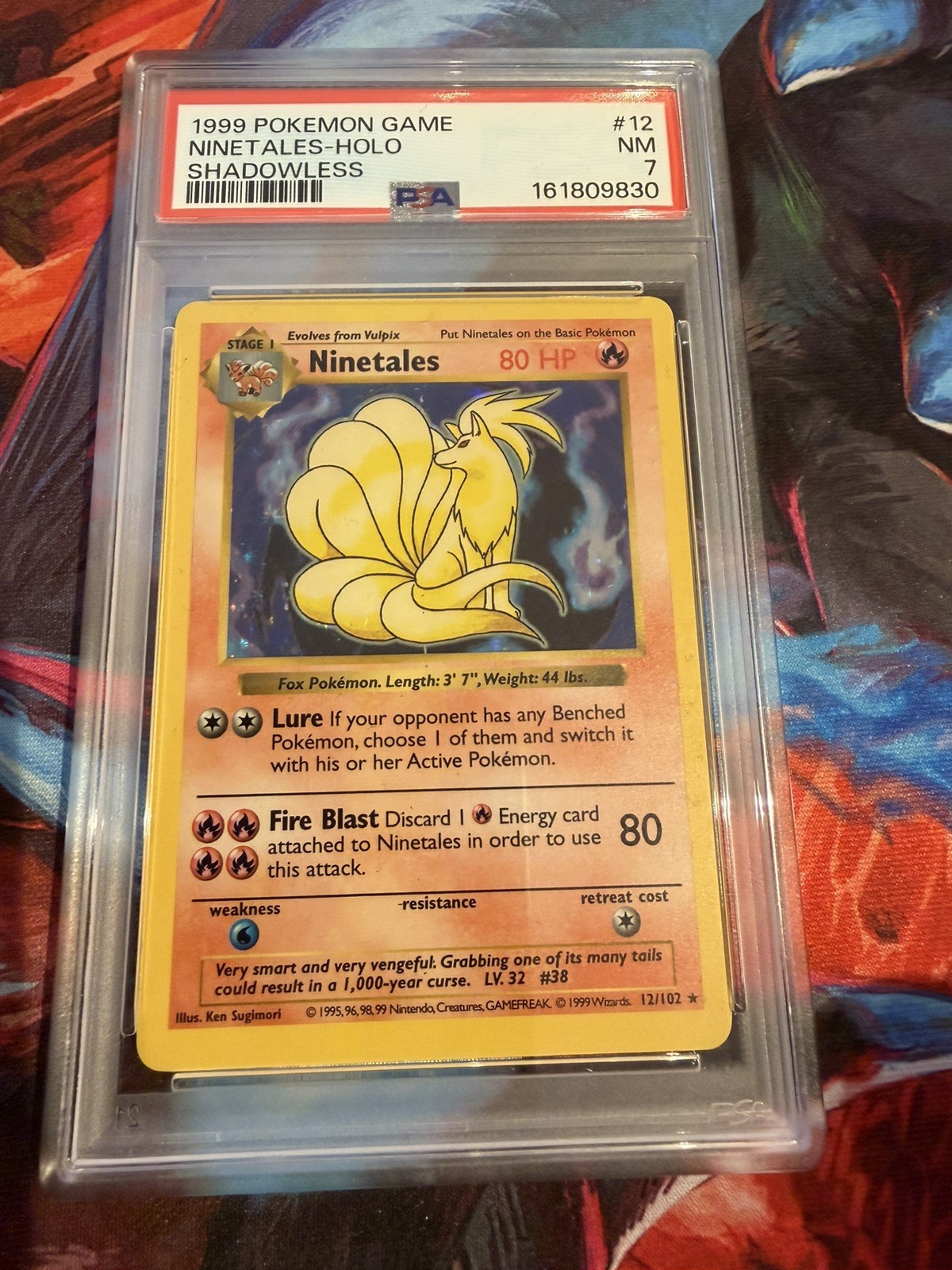 1999 Pokemon Base Set Shadowless Ninetales Holo #12/102 PSA 7