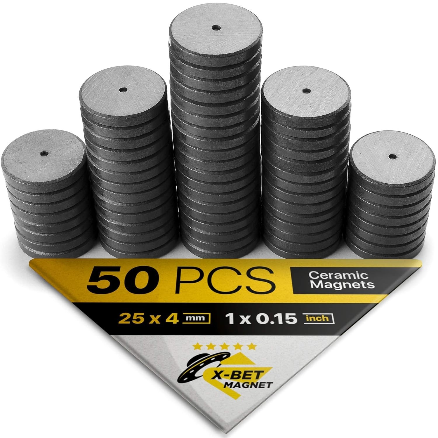 50-Pack of Ultra-Strong Round Magnets 1″ x 0.15″ – Ideal for Home and Workshop