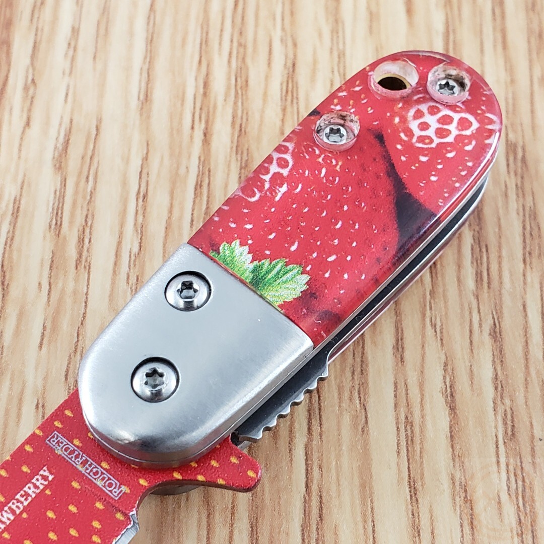 Rough Ryder Strawberry Folding Knife 1.38″ Stainless Steel Blade Acrylic Handle