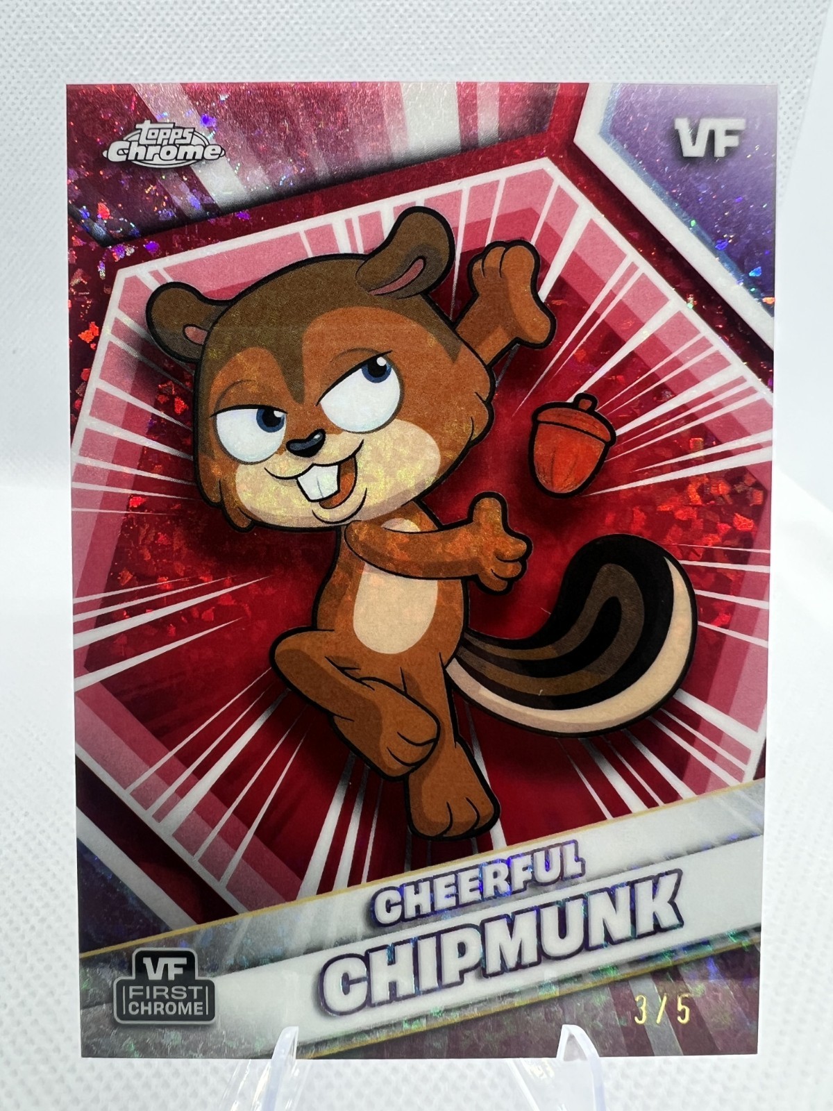 2026 Topps Chrome VeeFriends Cheerful Chipmunk #46 Red Mini Diamond /5