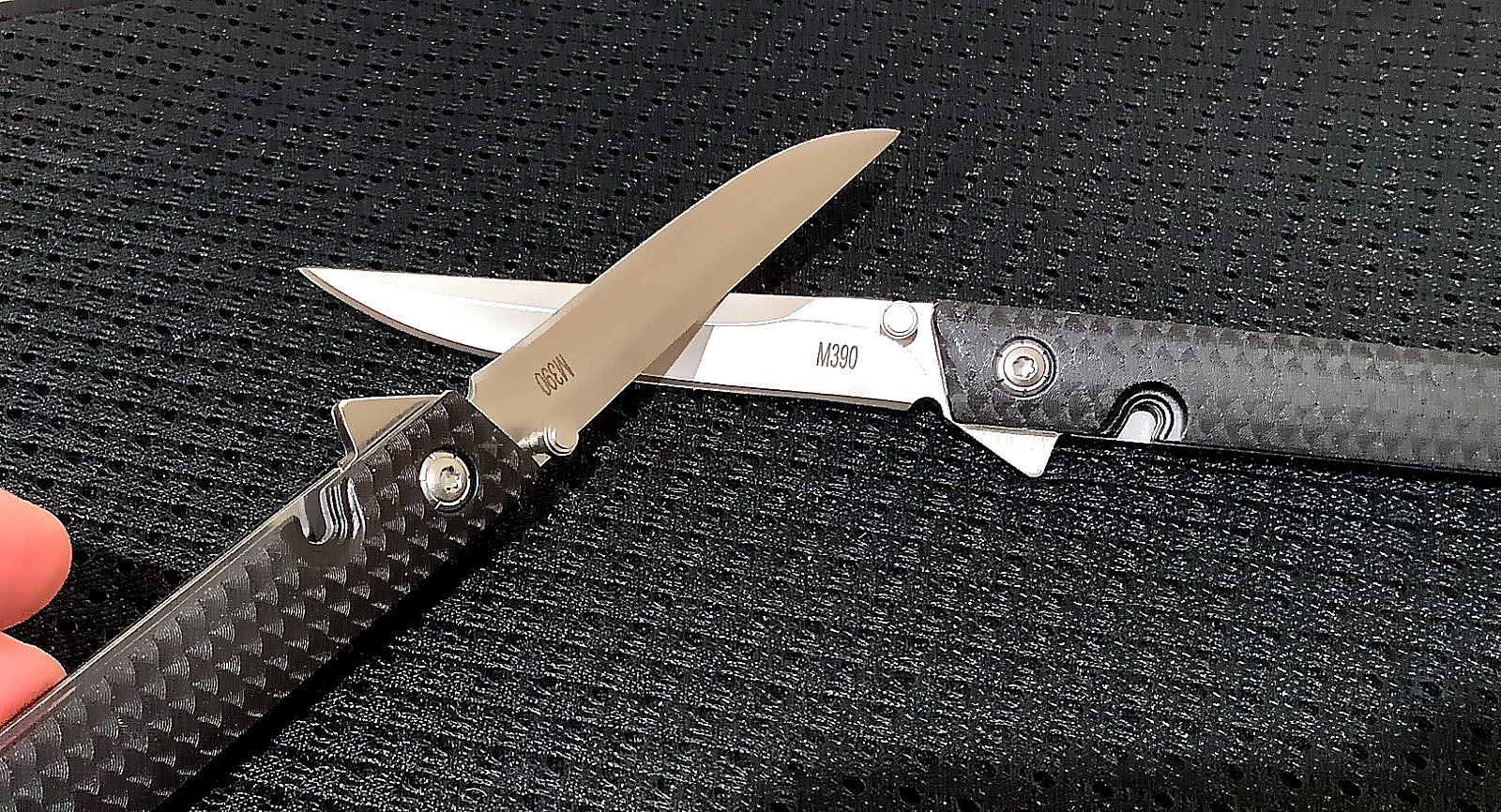 Lot Of Two (2): M390 BLACK Composite Fiber Jack Knives