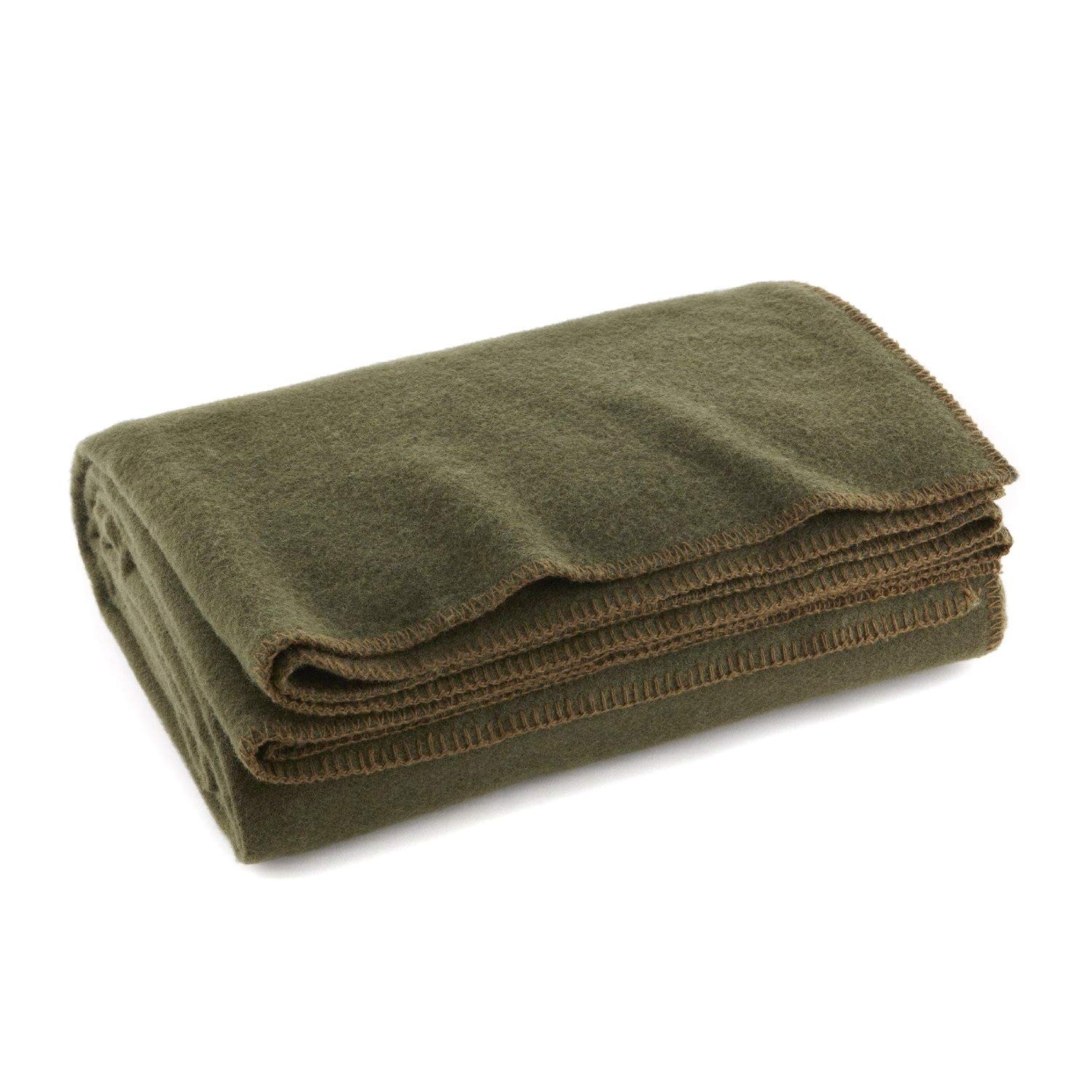 Olive Drab Green Warm Fire Retardant Blanket, 66″ x 90″ (80% Wool)-US Military S