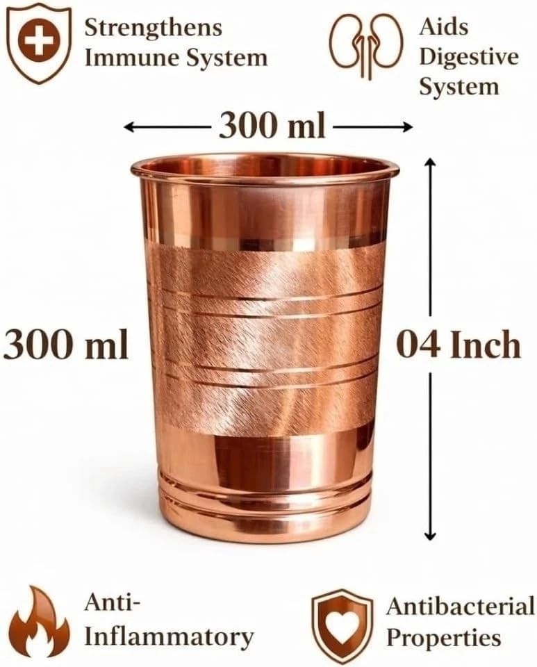 Drinking Copper Glass 100% Pure Copper, Tumbler, Serveware & Drinkware, Set of 2