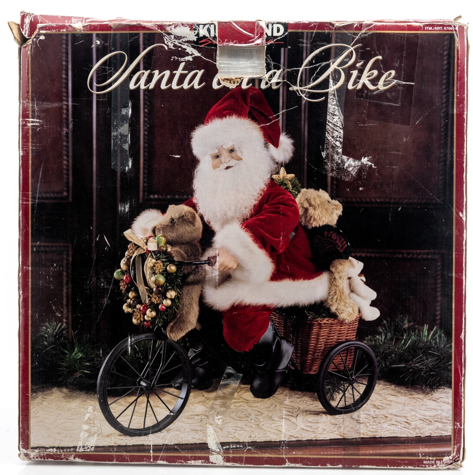 Costco 19″ Santa on a Bike Stuffed Teddy Bears 676614 Bicycle Kirkland Signature