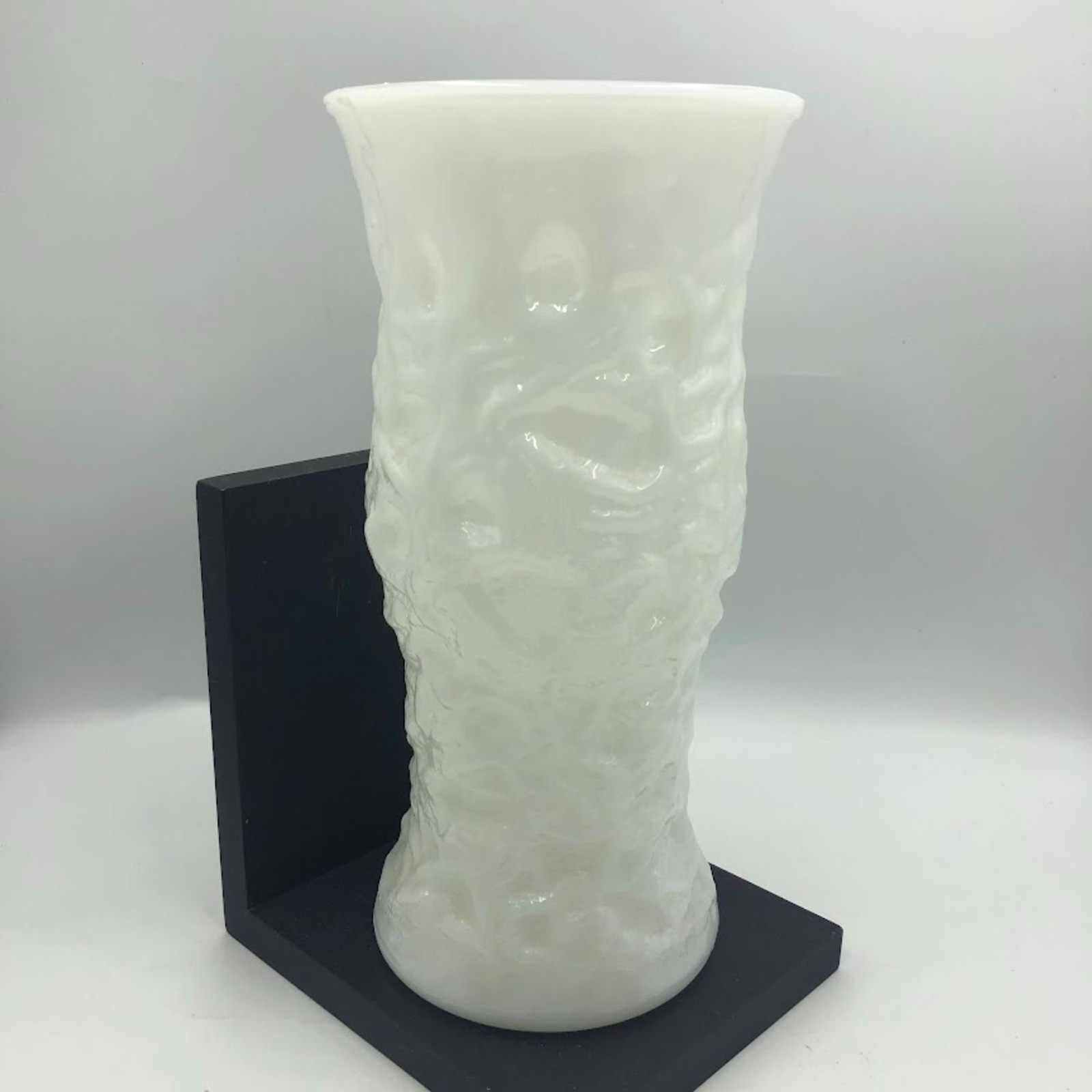 Vintage E.O. Brody Co. Milk White Glass Textured Flower Vase Indoor