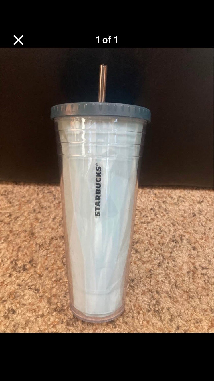 Starbucks 2019 Chiseled 24oz Clear/Light Blue Tumbler