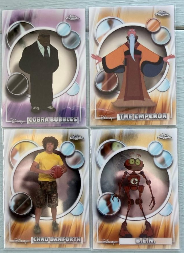 2026 Topps Chrome Disney Lot (4) Cobra Bubbles, The Emperor. Chad Danforth. BEN