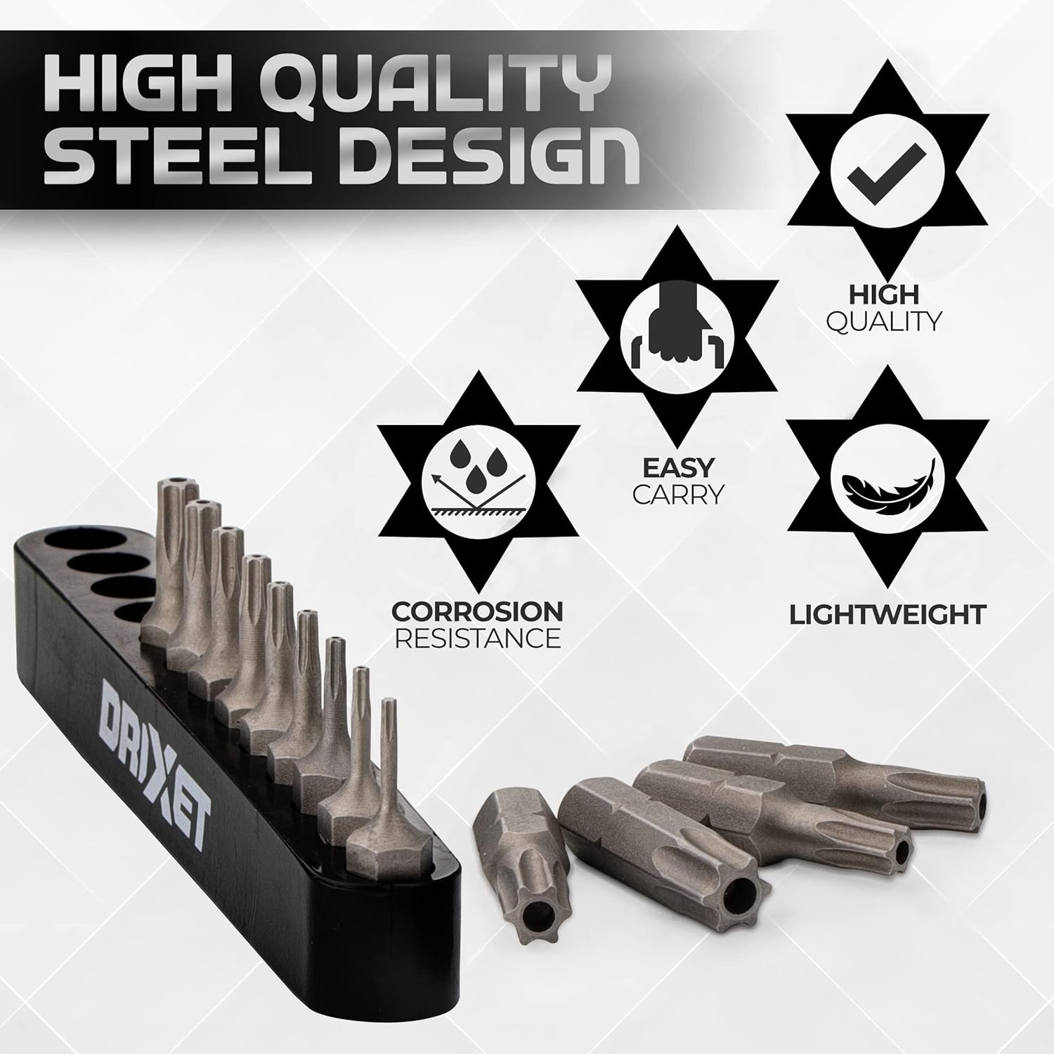 Ram-Pro 15PC Torx Star Security Tamper Proof Driver Bit Set T5-T50 Hollow Torque