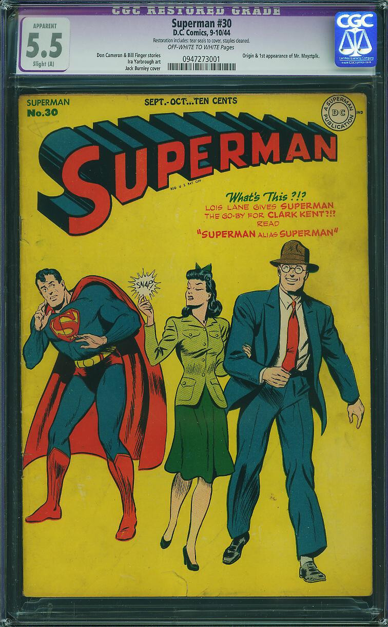 Superman #30 CGC 5.5 (R) DC 1944 1st Mr. Mxyztplk! Key Golden Age! P4 941 cmm