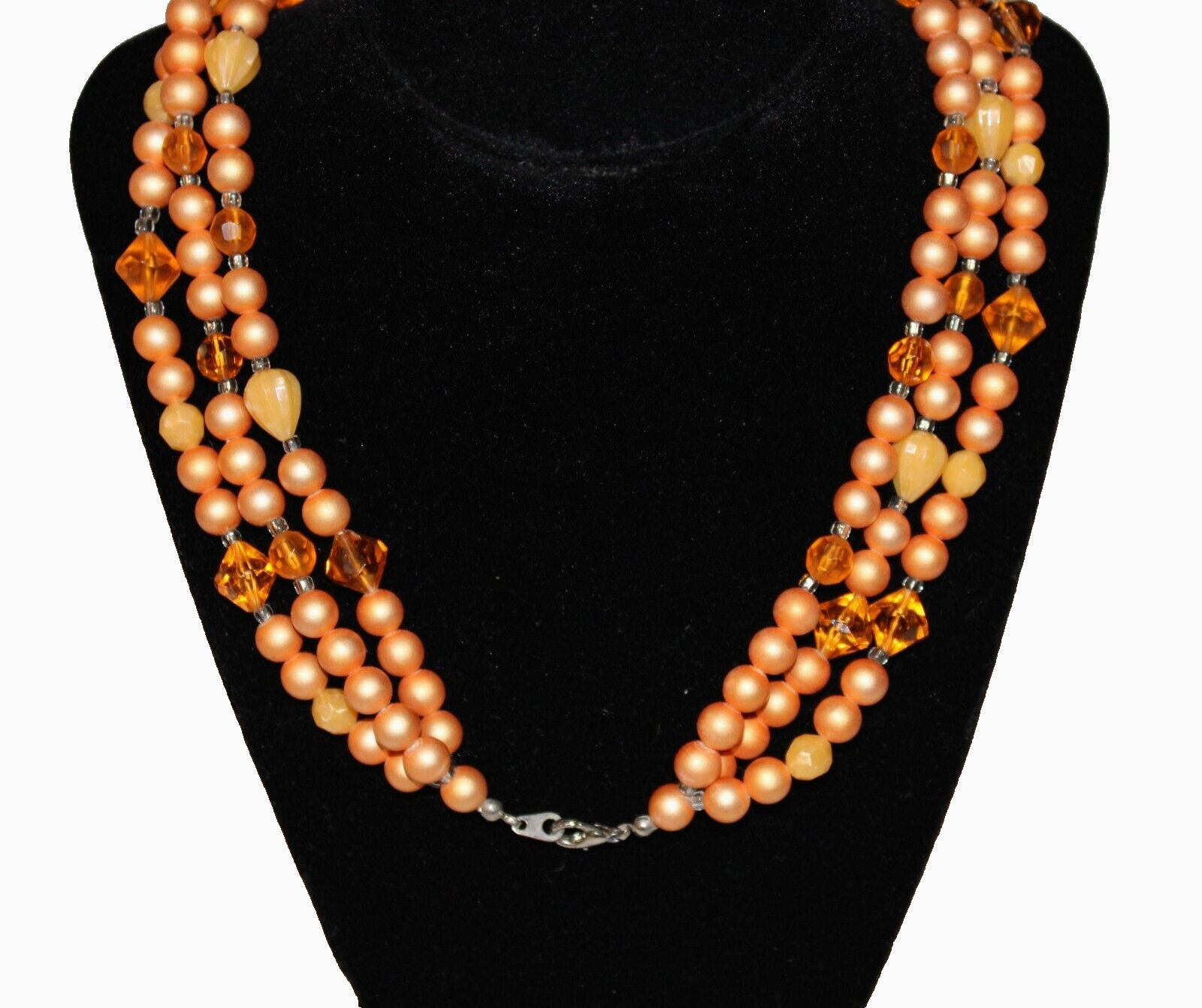 VTG Multi-Strand Orange Beaded Necklace Costume Jewelry Tangerine