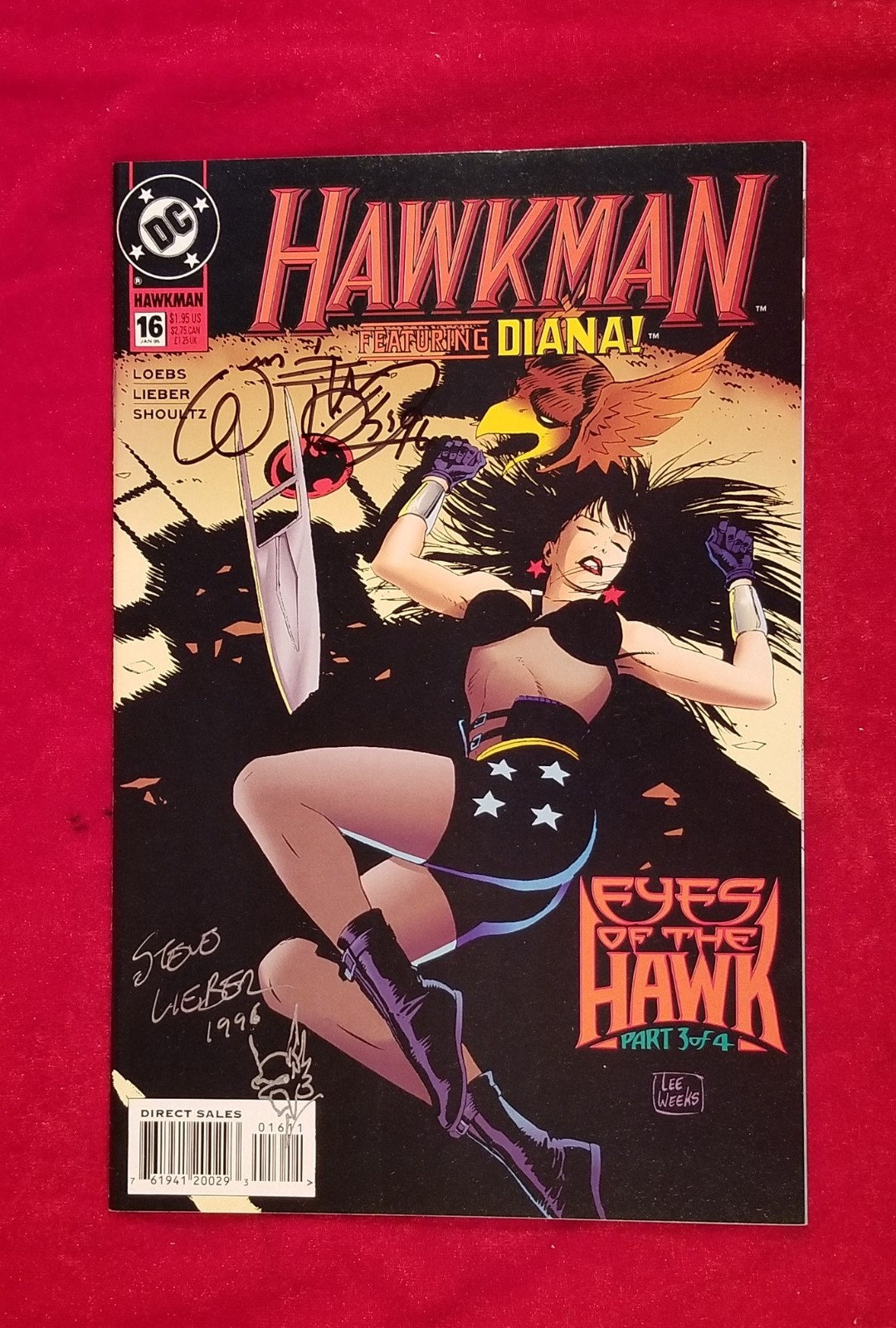 HAWKMAN #16 SIGNED STEVE LIEBER drawing & WILLIAM MESSNER LOEBS 1 of 1 90s