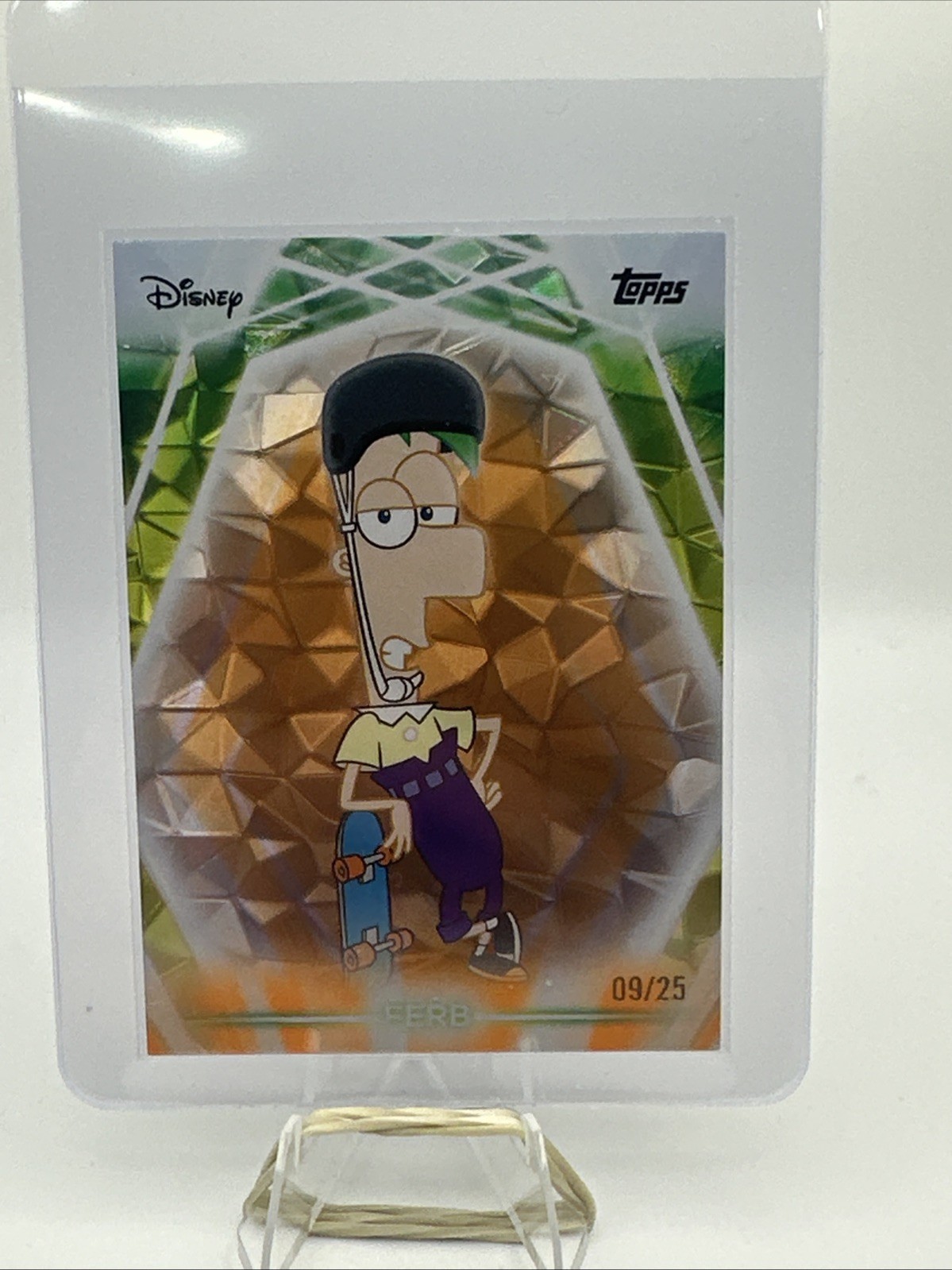 2026 Topps Disney Neon Ferb Orange Diamante /25 SP From Phineas And Ferb