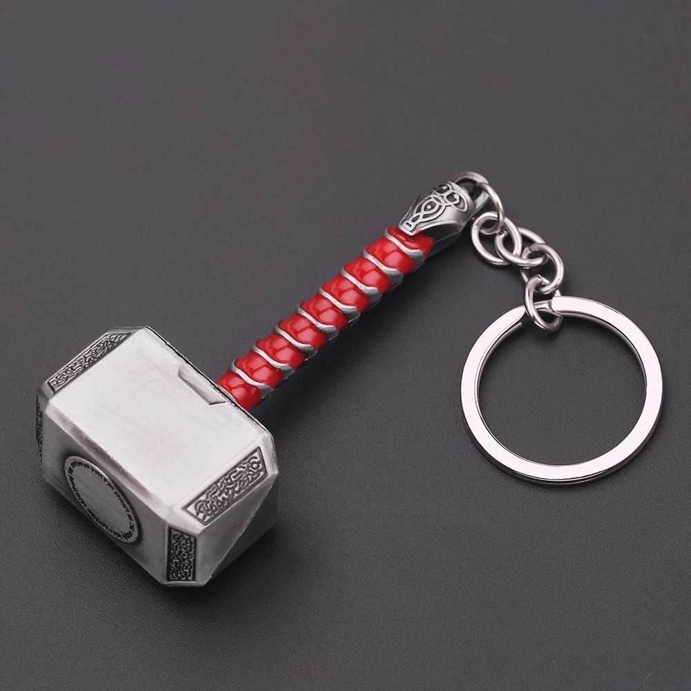 Marvel Avengers Thor Hammer Mjolnir Keychain Pewter Metal Keyring Cosplay