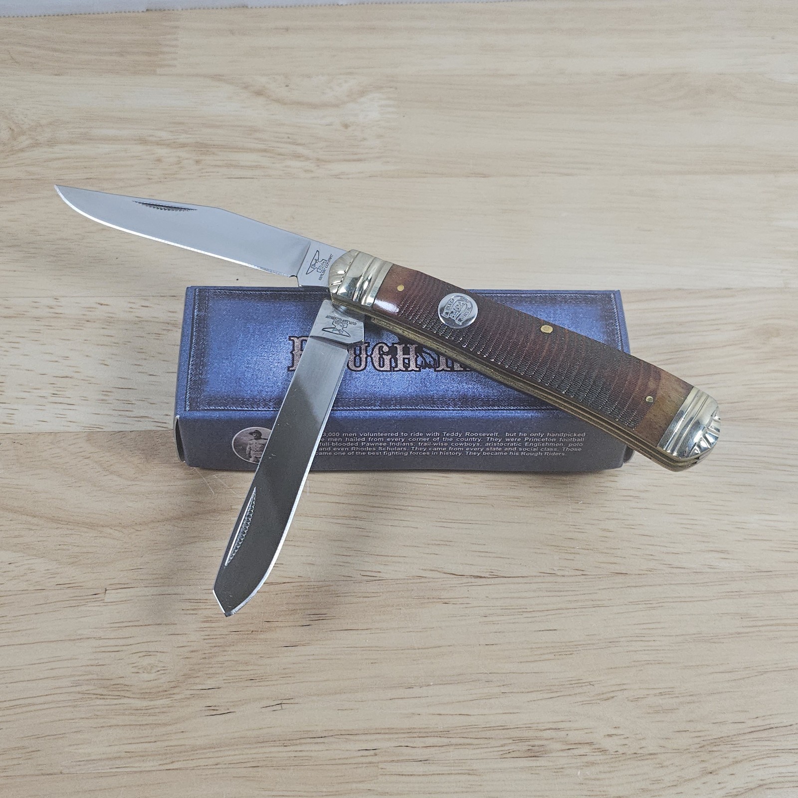 Rough Rider RR474 Trapper Sawcut Bone 2 Blade Folding Pocket Knife