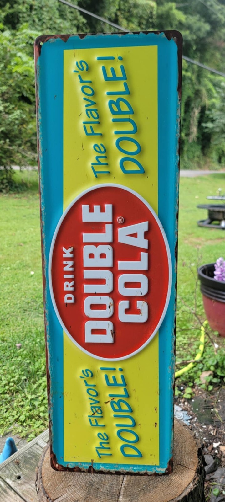 Double Cola Soda Vintage Retro Advertising Embossed Metal Sign