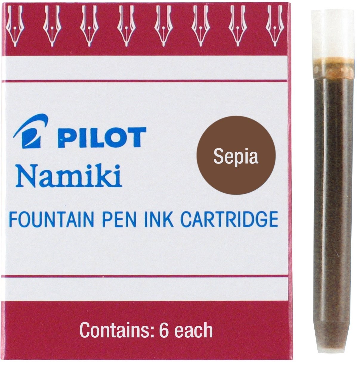Namiki PILOT Fountain Pen Sepia Ink Cartridges 6-Pack