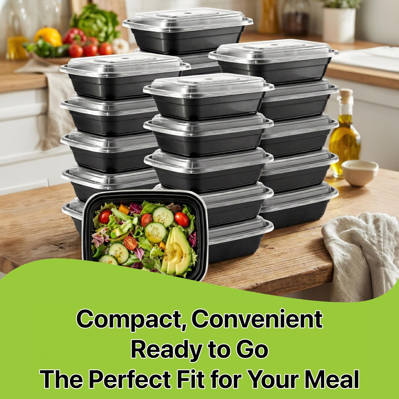 Pokanic Meal Prep Containers [10 Set] x [16 oz] with Lids, 1 16 oz, 10 Set