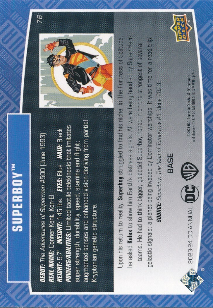 #76 SUPERBOY 2023-24 Upper Deck DC Annual