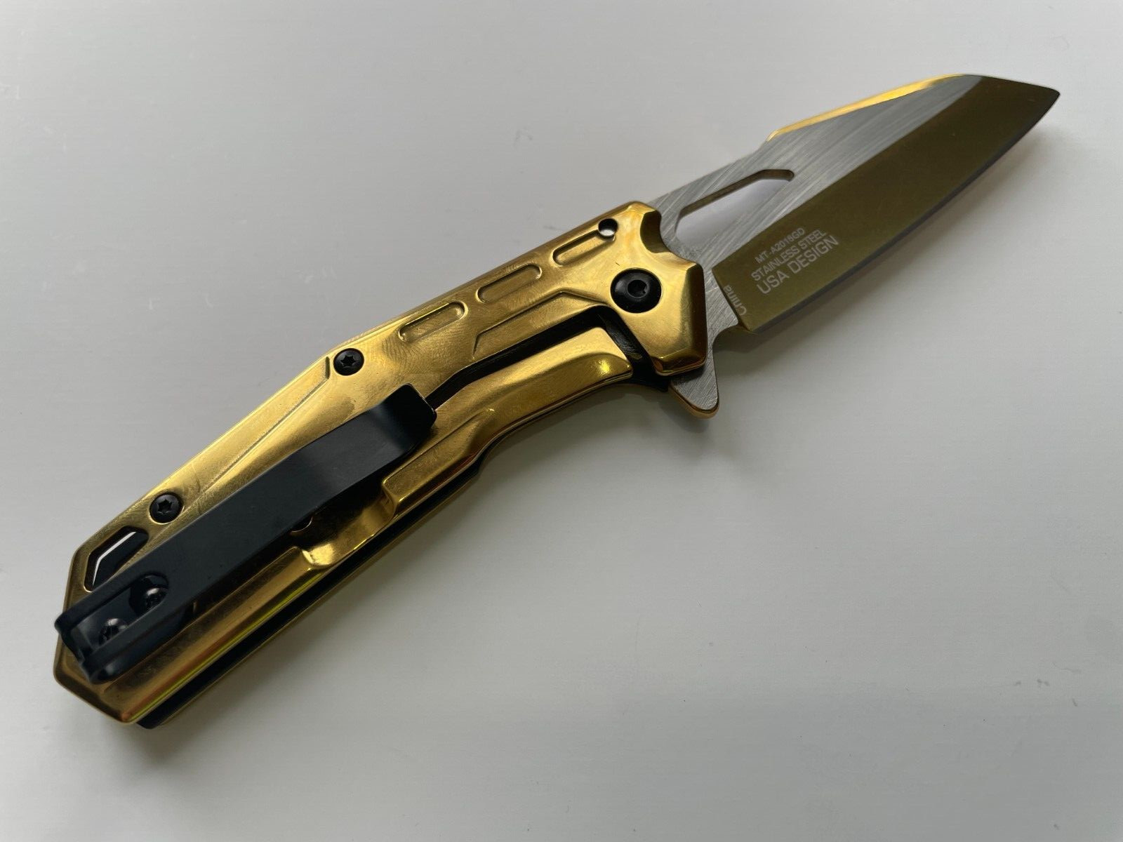 MT-A2016GD 6.85″ MTech Spring Assisted Folding Pocket Knife Gold Tinite Coated