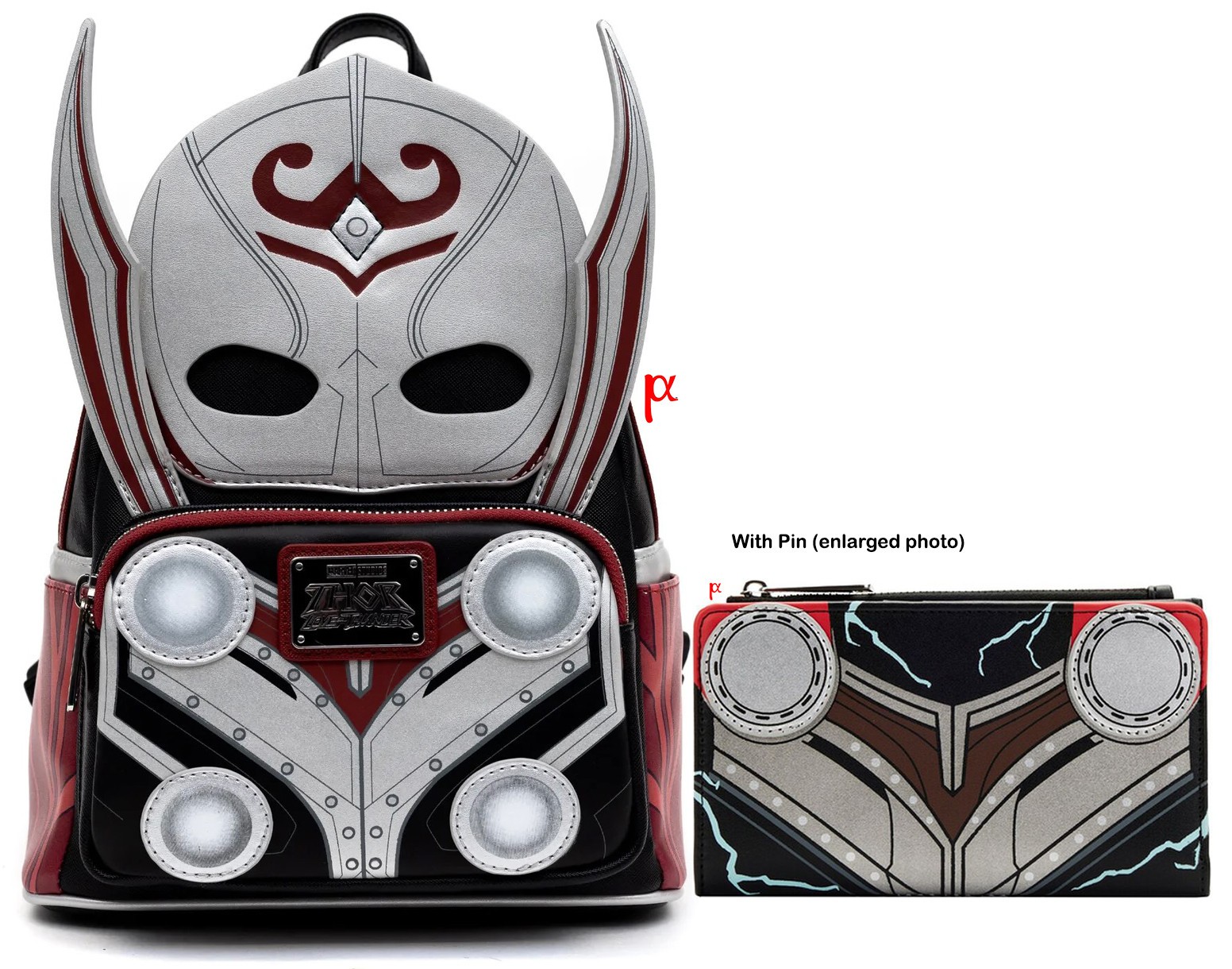 Loungefly Marvel Thor Love Mighty Thor Cosplay Mini Backpack EXCL & Glow Wallet