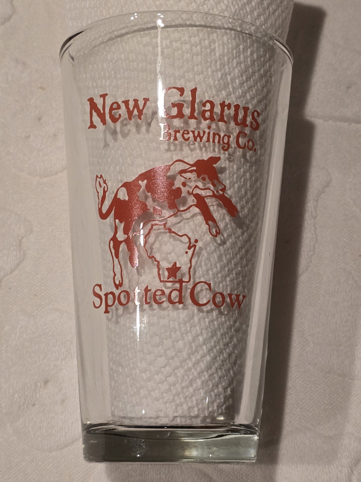 New Glarus Brewing Company Pint Beer Glass Spotted Cow Paramount Grill Grafton