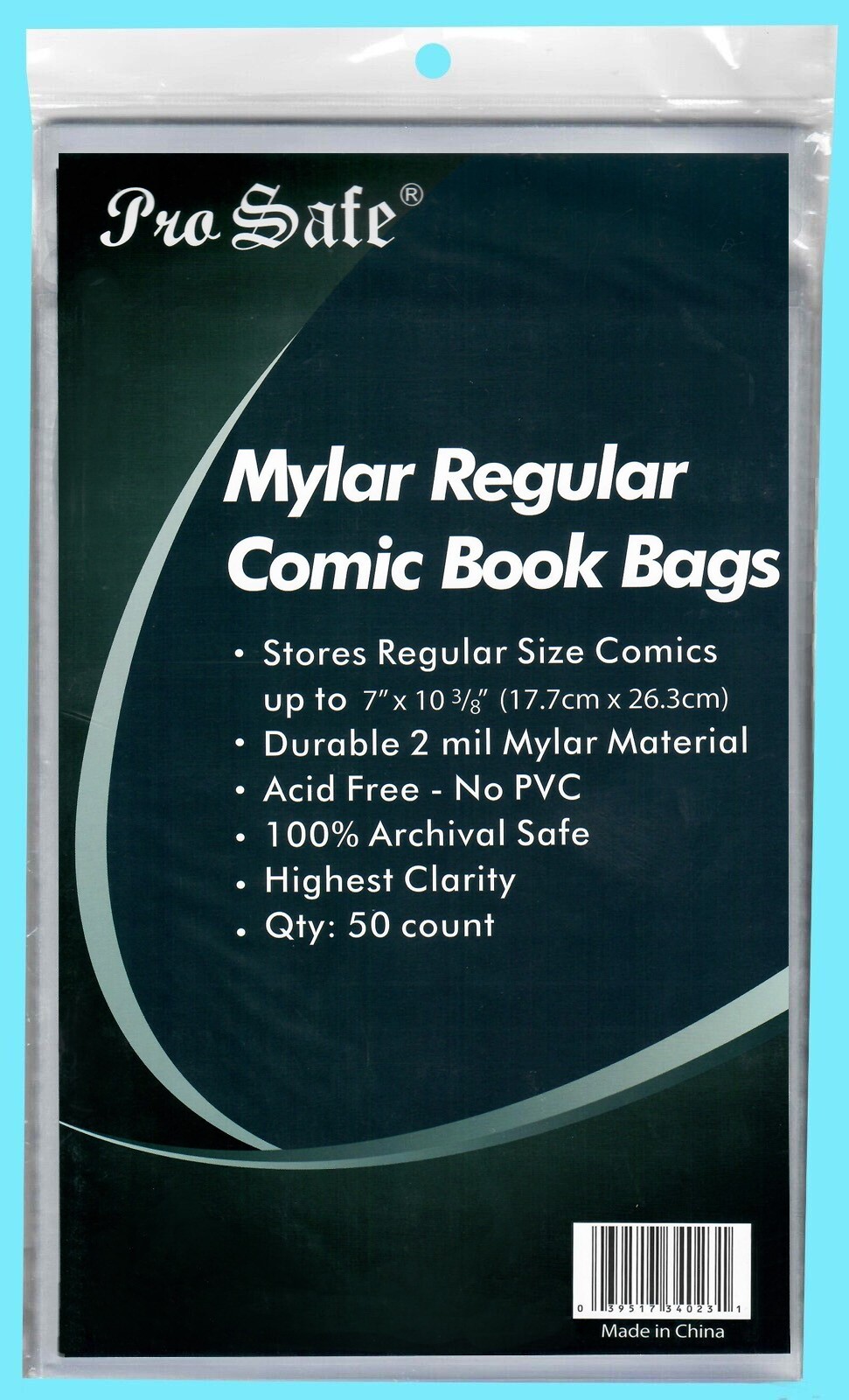 50 PRO SAFE REGULAR MYLAR COMIC BOOK BAGS 2 MIL Clear Archival Storage Acid Free
