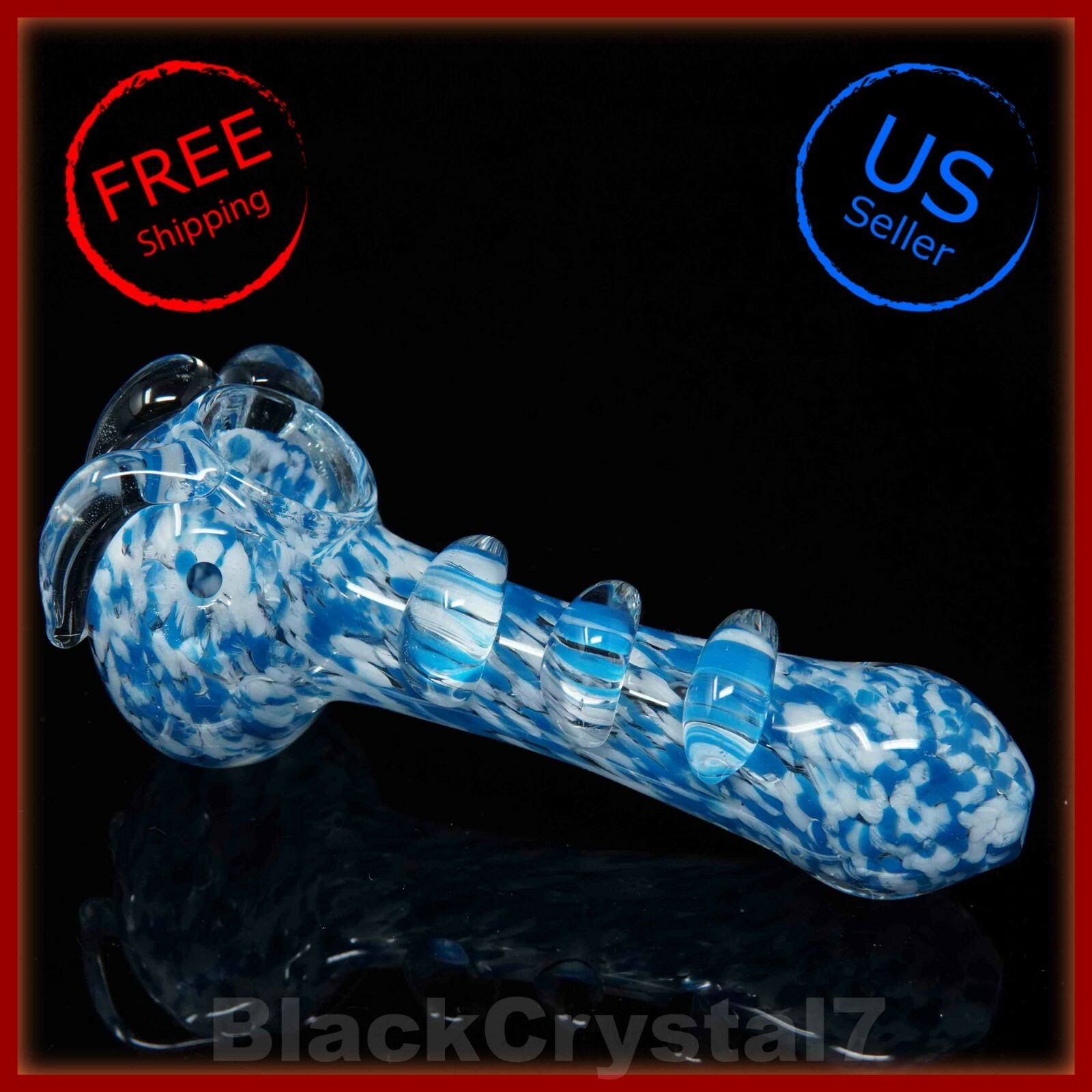 4.5 in Handmade Blue White Confetti Claw Tobacco Smoking Bowl Glass Pipes – US
