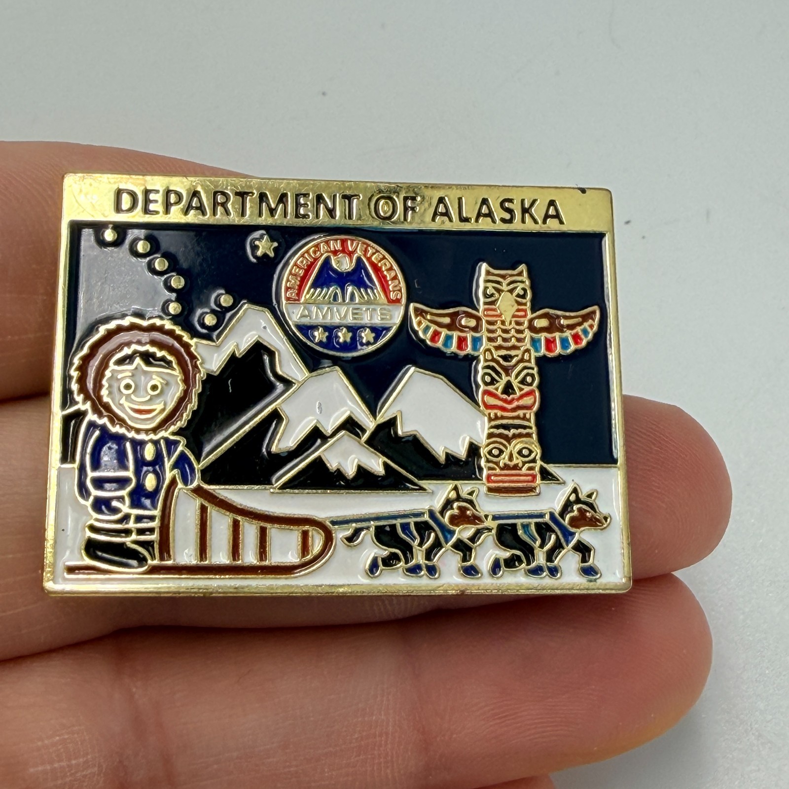 Department Of Alaska American Veterans Lapel Pin State Department Badge AMVETS