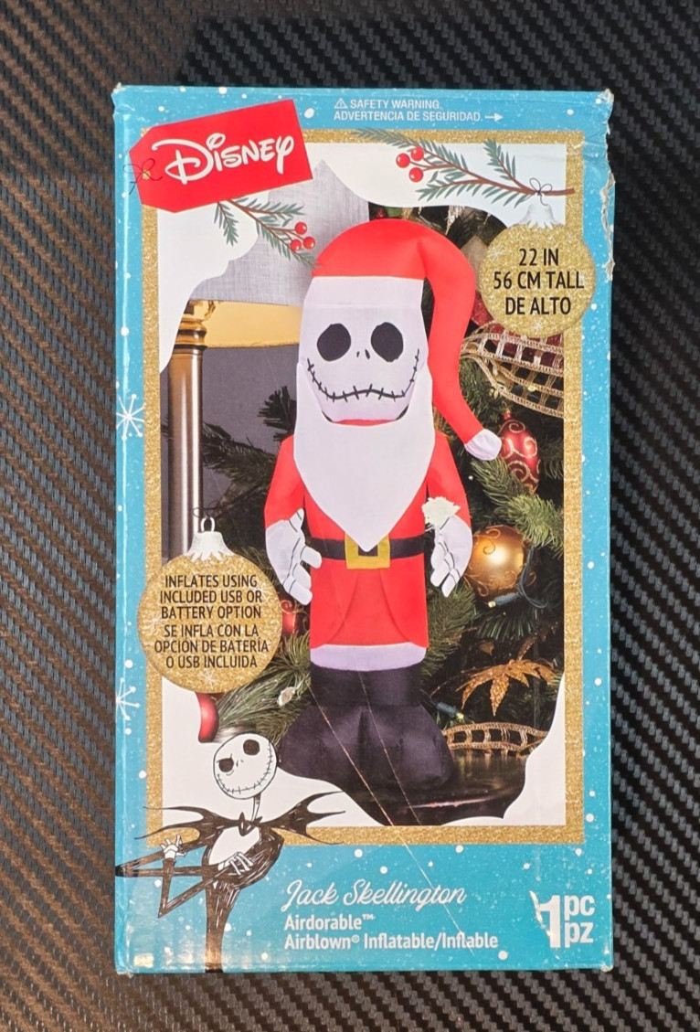 Gemmy Santa Jack Skellington Airdorable 22 Inch Airblown Inflatable Disney